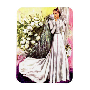 Íman impressão de vestido de noiva de 1938