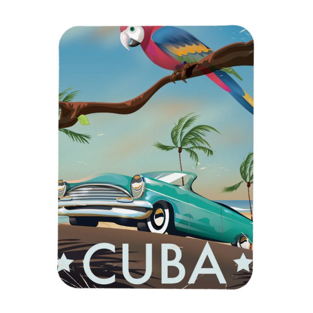 Íman Impressão de viagem retrô vintage de Cuba (Vertical)