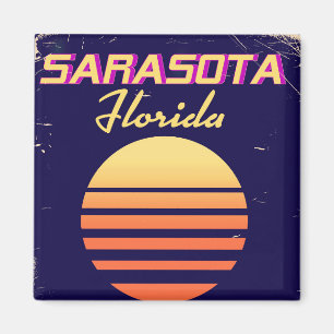 Íman Impressão de viagem vintage de Sarasota Flórida an