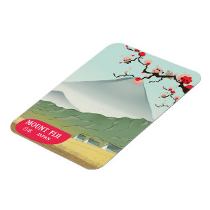 Íman impressão de viagem vintage do monte fiji Japão