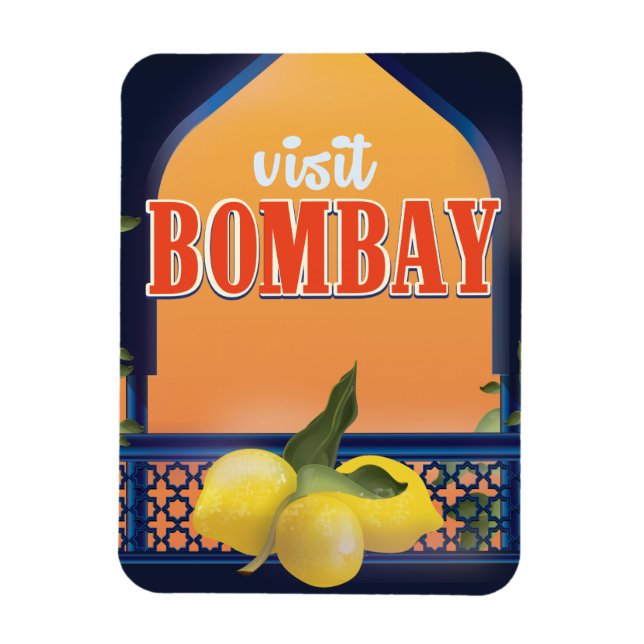 Íman Impressão de Viagens vintage de Bombaim. (Vertical)