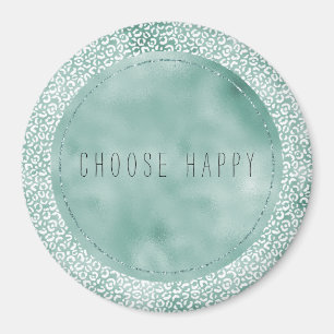 Íman Impressão do Leopardo Branco Girly Mint