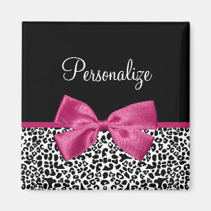 Íman Impressão do Leopardo de Fita Rosa Vivaciosa Escu