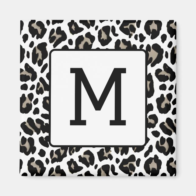 Íman Impressão do Leopardo Negro e Branco Pontos de Pel (Frente)