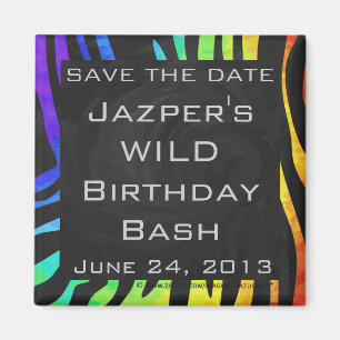 Íman Impressão do Monograma Zebra Preto e Arco-Íris