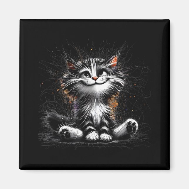 Íman Impressão Engraçado de Cat Art (Frente)