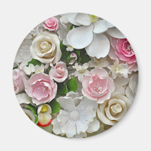 Íman Impressão floral do rosa e o branco