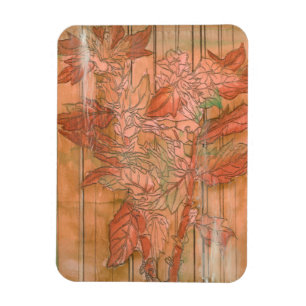 Íman Impressão Floral Laranja Moderno em Fundo Retirad