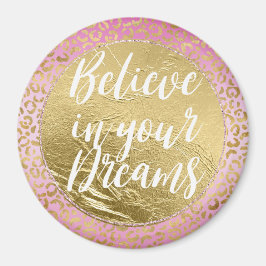 Íman Impressão Leopardo Dourada rosa