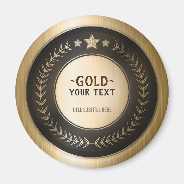 Íman IMPRESSÃO PERSONALIZADO MEDAL Dourado #1 Campeão E (Frente)