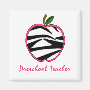 Íman Impressão pré-escolar Apple da zebra do professo