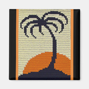 Íman Impressão Tropical Palm Tree Orange Sunrise