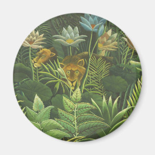 Íman Impressão Vintage de Leão na Selva Tropical de Hen