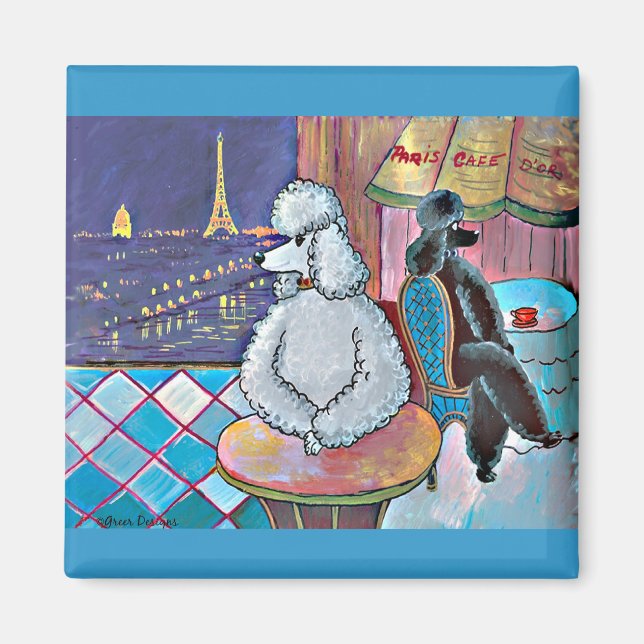 Íman Impressionista Art Poodles Paris Café Magnets (Frente)