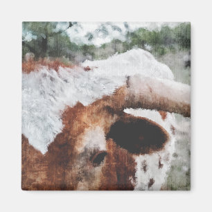 Íman Impressionista Pintado Longhorn de Fechamento