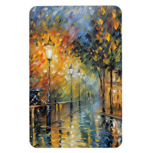 Íman Impressionista Romântico Rainy Evening Street