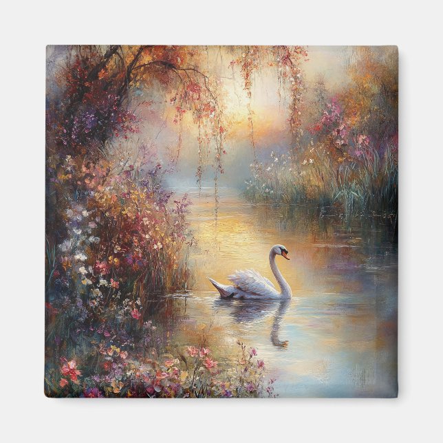 Íman Impressionista Swan Rustic (Frente)