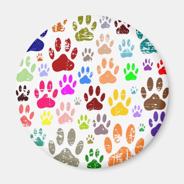Íman Impressões Coloridas Coloridas de Pata de Cachorro (Frente)