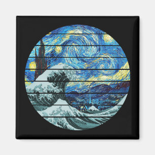 ÍMAN IMPRESSONISMO NOITE ESTRELADA ONDA DE KANAGAWA ART