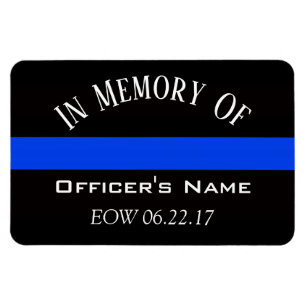 ÍMAN IN MEMORY OF FALLEN OFFICER THIN BLUE LINE MAGNET