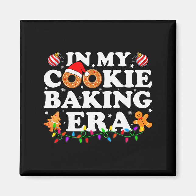 Íman In My Cookie Baking Era Groovy Christmas Tee Famil (Frente)