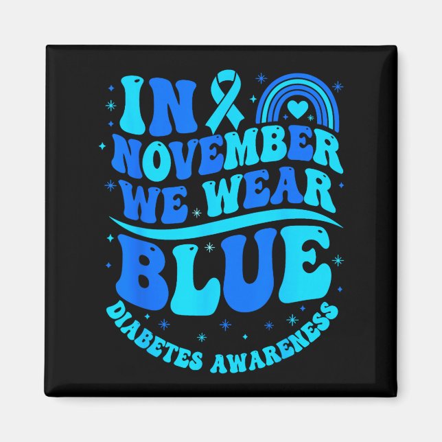 Íman In November We Wear Blue Diabetes Awareness Ribbon (Frente)