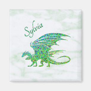 Íman Incrível Dragão Verde Mosaico Pessoal