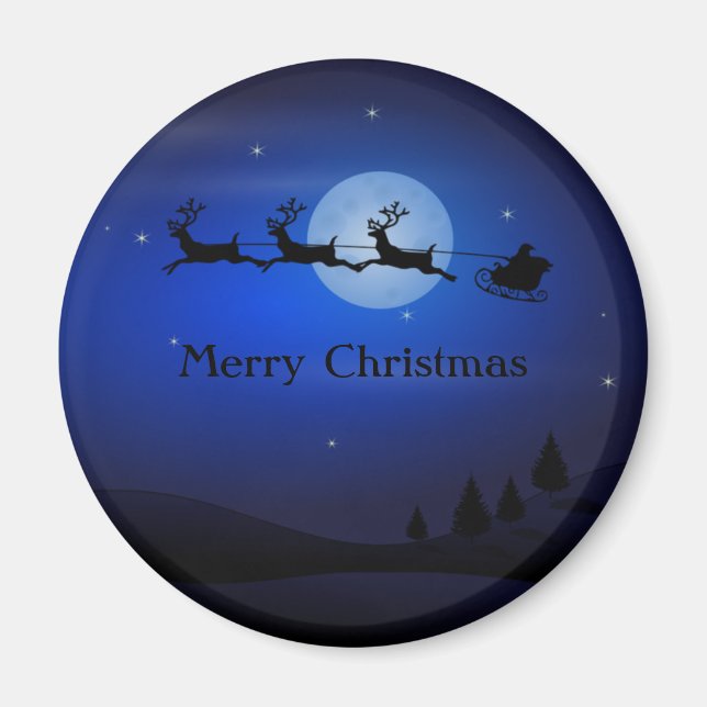 Íman Incrível Papai Noel e Rena Noturno Azul (Frente)