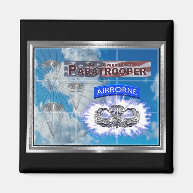 Íman Incrível Paraquedista Americana e Bandeira (Frente)