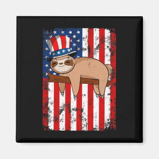 Íman Independência De Bandeiras Americanas Cute Sloth