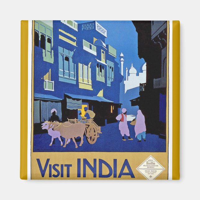 Íman Índia - Viagens vintage - Visite a Índia (Frente)