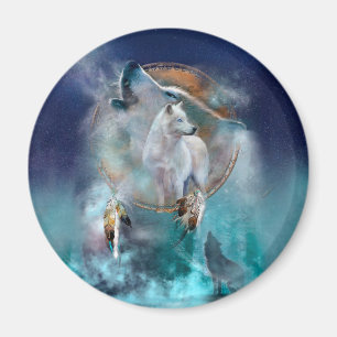 Íman Indian dreamcatcher and ethnic tribal head wolf