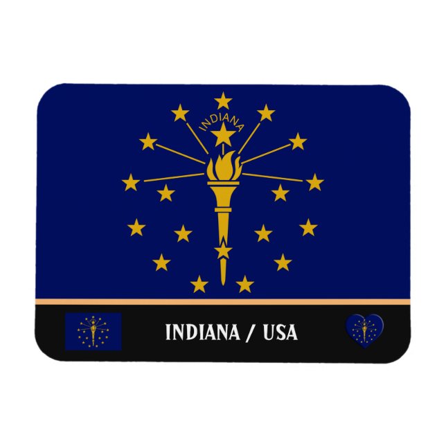 Íman Indiana Flag & Indiana State /viagem America (Horizontal)