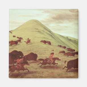 Íman Indianos de Sioux que caçam o búfalo, 1835 (óle