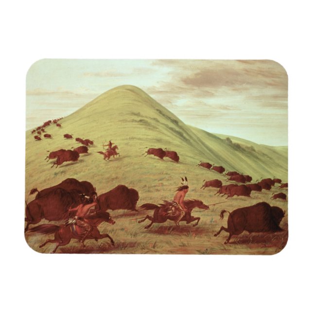 Íman Indianos Sioux caçando búfalos, 1835 (petróleo na  (Horizontal)