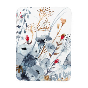 Íman Indigo & Ochre - Flores de Aquarela