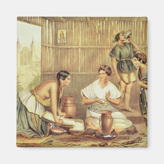 Íman índios preparando tortillas (Frente)