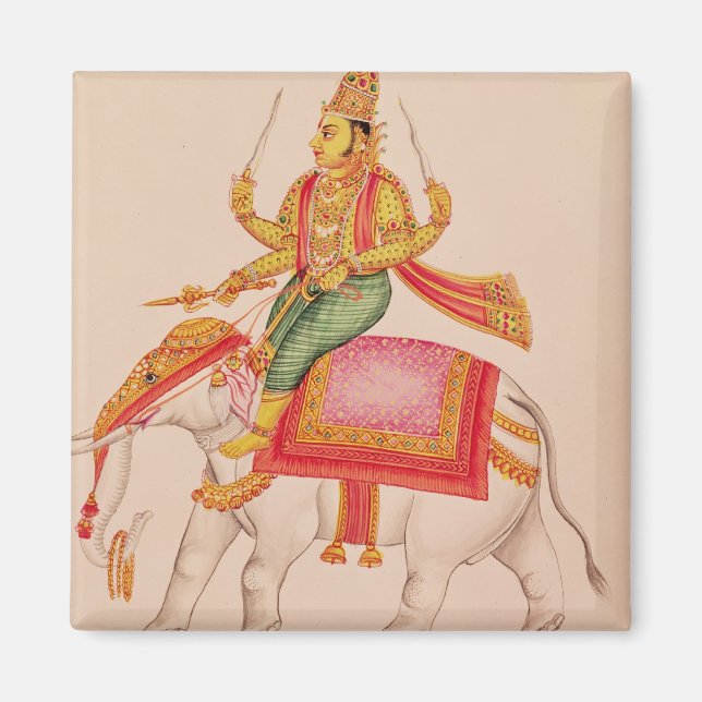 Íman Indra, Deus das Tempestades, cavalgando sobre um e (Frente)