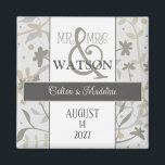 Íman Infecções Florais Simples Inspirivência Moderna El<br><div class="desc">Este elegante Sr. e Sra. Magnet mostra os nomes dos casais e a data do casamento. Um ímã excelente para um favor ou salve o lembrete de data. É criado com alguns prigos florais bonito, sábios e desenhados à mão. A design neutra moderna tem um aspecto natural que é perfeito...</div>