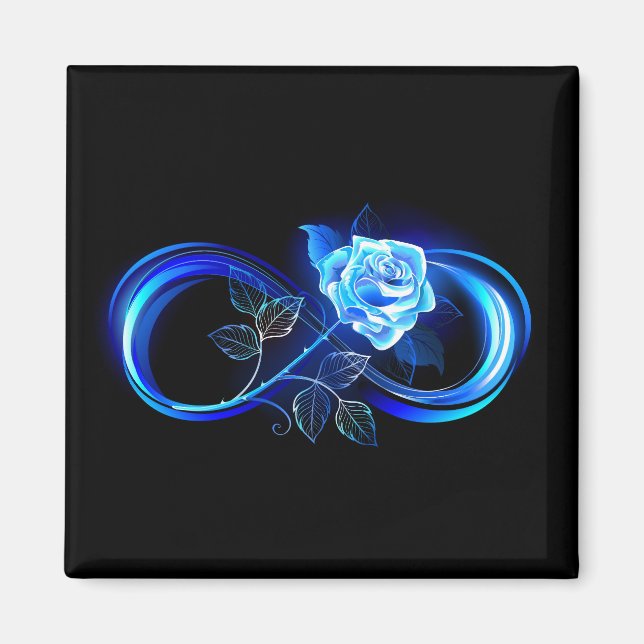 Íman Infinito brilhante com rosa azul (Frente)