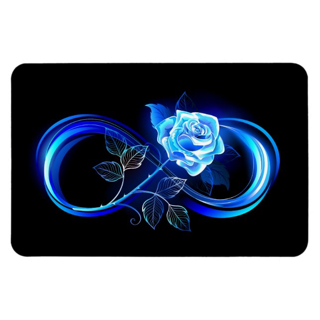 Íman Infinito brilhante com rosa azul (Horizontal)