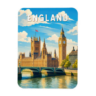 Íman Inglaterra Reino Unido Ilustração Viagem Arte