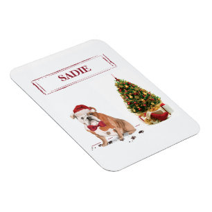 Íman Inglês Buldogue Engraçado Cachorro de Natal com Ár