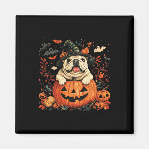 Íman Inglês Bulldog Pumpkin Halloween Homens de Ação de