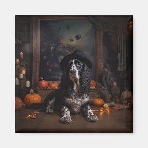 Íman Inglês Cocker Spaniel Pumpkins Halloween Assustado