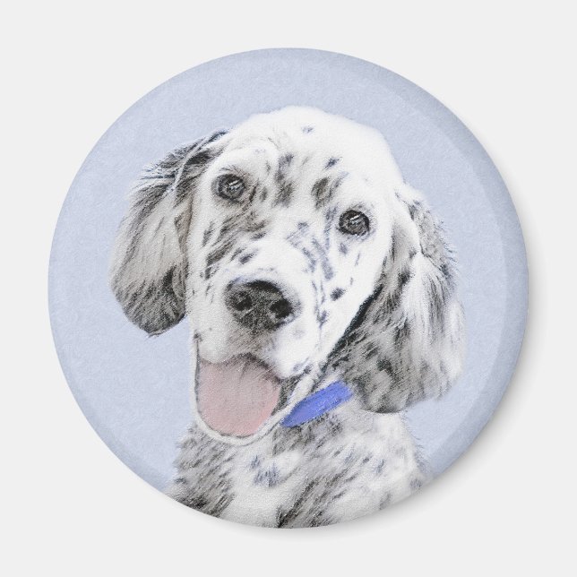 Íman Inglês Setter Blue Belton pintando arte canina (Frente)