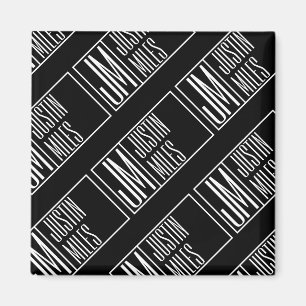 Íman Iniciais Modernos com Padrão Monograma de Nome