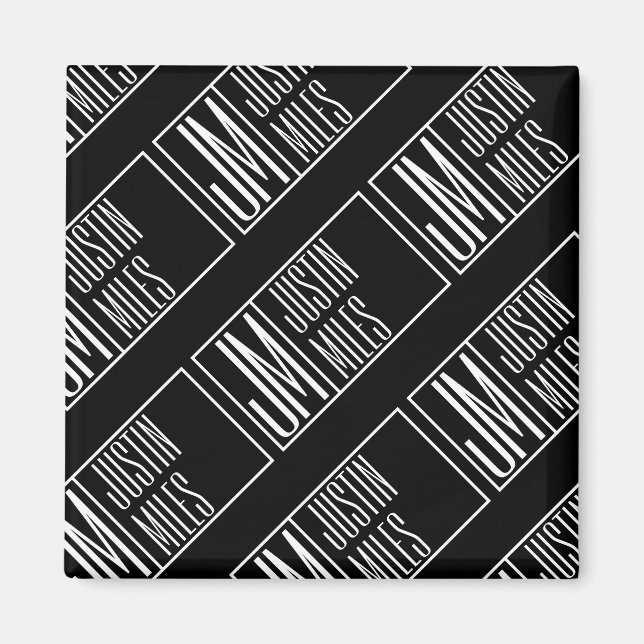 Íman Iniciais Modernos com Padrão Monograma de Nome (Frente)