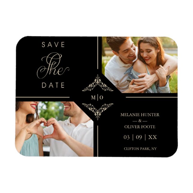 Íman Iniciais sofisticadas de casamentos florescentes O (Horizontal)