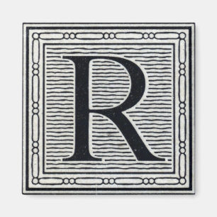 Íman Inicial de Woodblock do Woodcut da letra de bloco